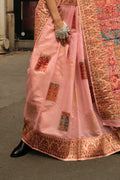 Pink Kashmiri Silk Saree With Blouse Piece