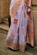 Purple Kashmiri Silk Saree With Blouse Piece