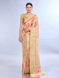 Beige  Satin Saree With Blouse Piece