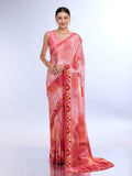 Peach Satin Saree With Blouse Piece