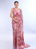 Light Pink Satin Saree With Blouse Piece