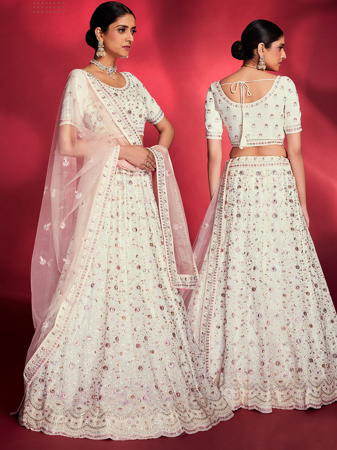 White Lehenga With Floral Design Choli Having Designer Dupatta – Cygnus  Fashion