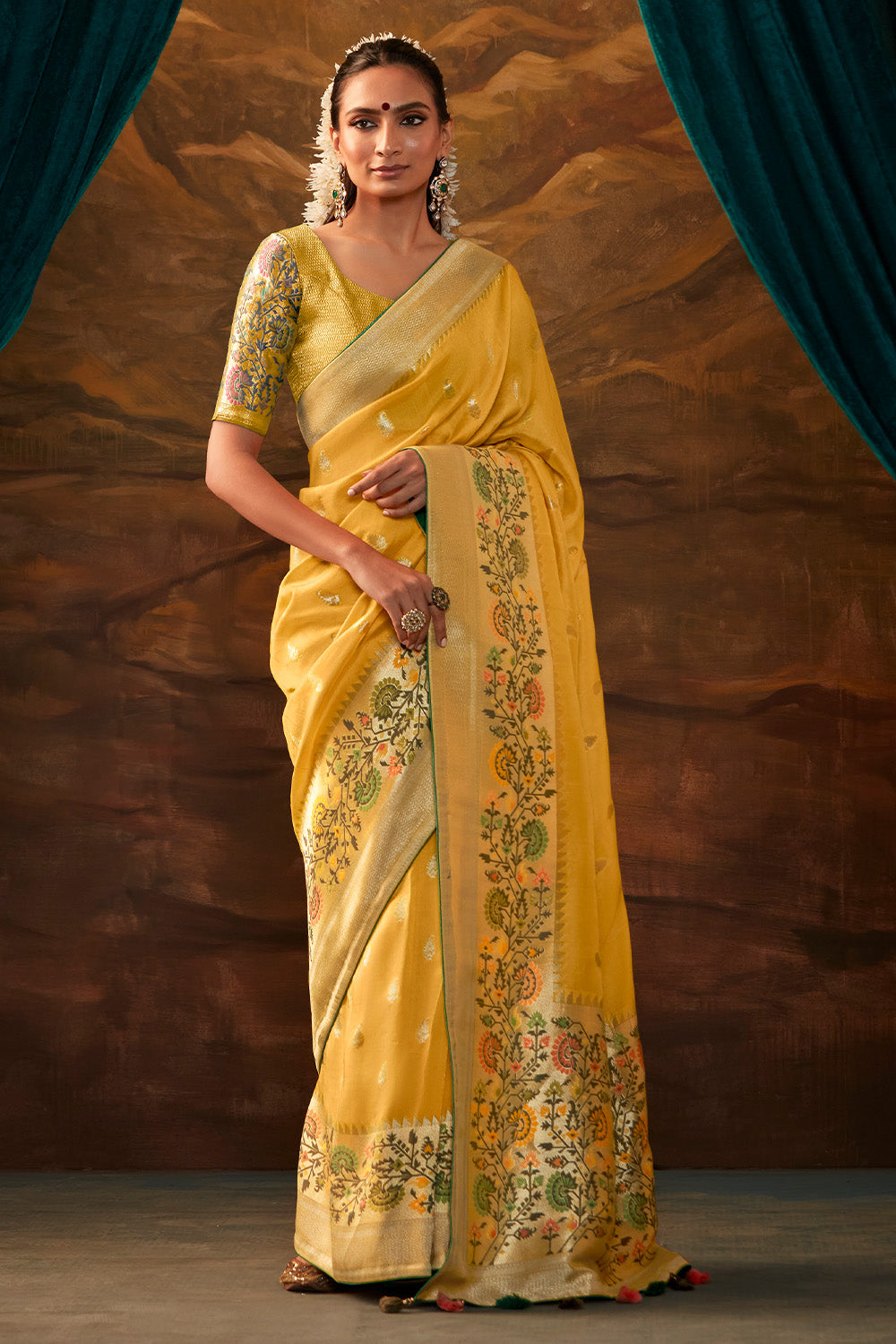 Buy Ocean Blue South Silk Saree online-Karagiri