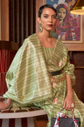 Fern Green Linen Saree