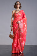 Orange Banarasi Silk Saree With Blouse Piece