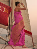 Punch Pink Satin Saree