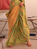 Pistachio Green Satin Saree