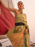 Pistachio Green Satin Saree