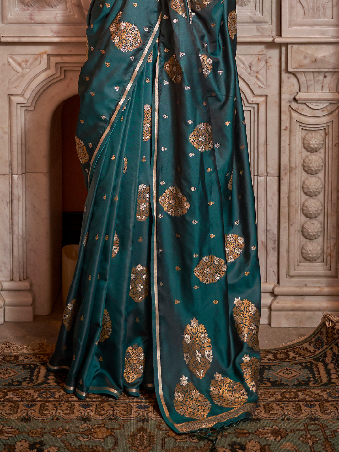 Buy Emerald Green Banarasi Saree online-Karagiri