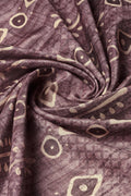 Dusty Purple Silk Geometric Printed Zari Saree