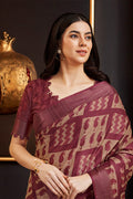 Maroon Silk Paisley Printed Saree