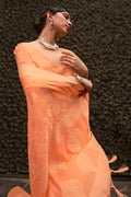 Orange Silk Saree With Blouse Piece