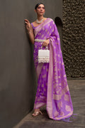 Purple Silk Saree With Blouse Piece