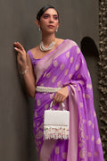 Purple Silk Saree With Blouse Piece