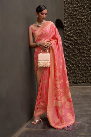 Orange Silk Saree With Blouse Piece