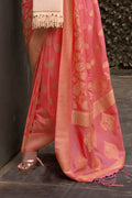 Orange Silk Saree With Blouse Piece