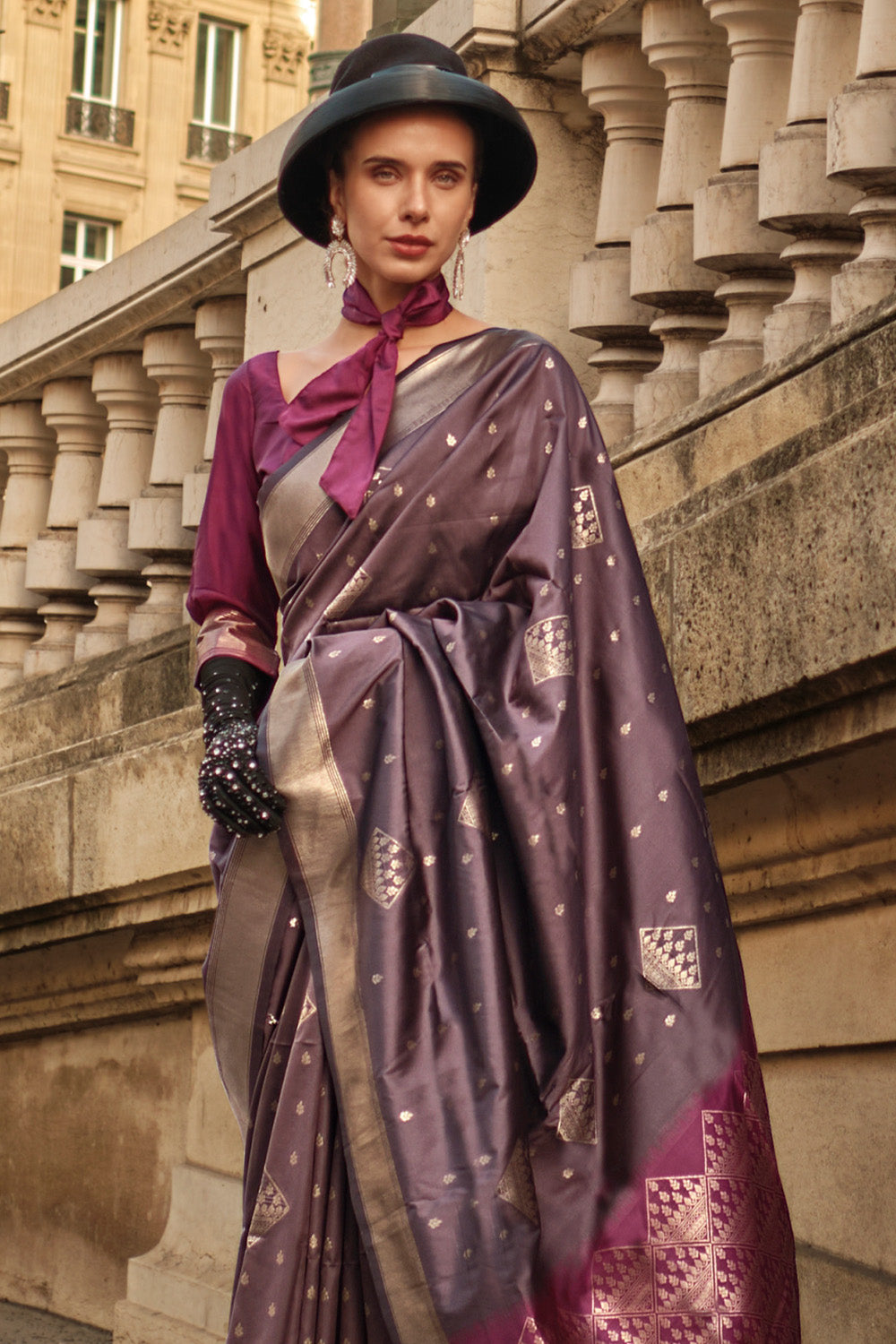 Buy PRAMUKH SAREES Embroidered, Solid/Plain Daily Wear Art Silk Brown Sarees  Online @ Best Price In India | Flipkart.com