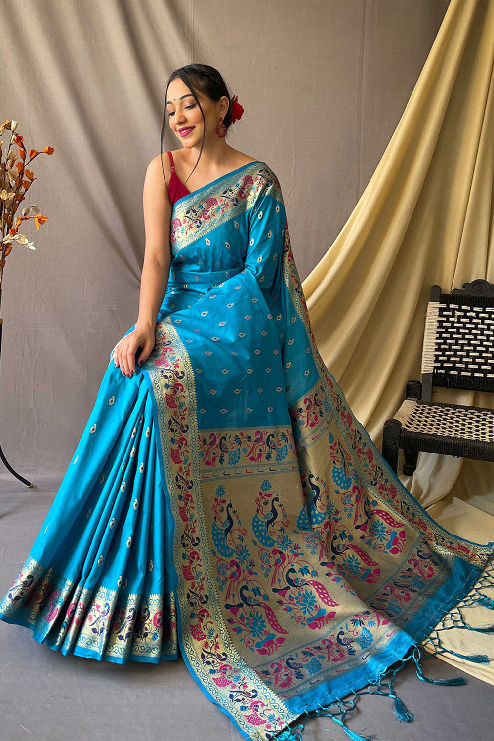 Buy Wine Sarees for Women by ROYAL RAJGHARANA SAREES Online | Ajio.com