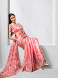 Embroidered Embellished Organza Saree With Blouse Piece