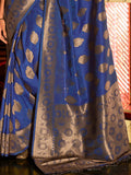 Blue Art Silk Saree With Blouse Piece