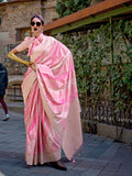 Pink Soft Silk Saree With Blouse Piece