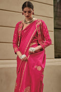 Pink Satin Silk Saree