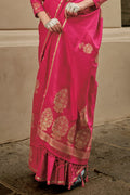 Pink Satin Silk Saree