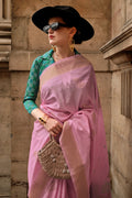 Pink Soft Silk Saree With Blouse Piece