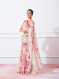 Pink Organza Party Wear Saree With Blouse Piece