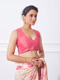 Pink Organza Party Wear Saree With Blouse Piece