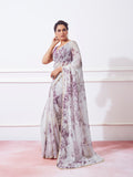 Lavender Organza Party Wear Saree With Blouse Piece