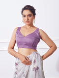 Lavender Organza Party Wear Saree With Blouse Piece