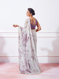 Lavender Organza Party Wear Saree With Blouse Piece