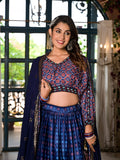 Blue Dull Satin Lehenga Choli