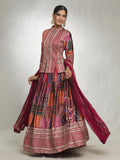 Multi Color Dull Satin Lehenga Choli