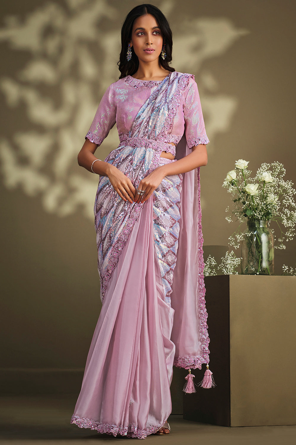 Buy Printed Fine Quality Crepe Silk Saree (Satin Border With Blouse) 13285  | www.maanacreation.com