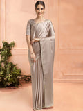 Beige Chiffon Ready To Wear Saree With Blouse Piece