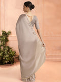 Beige Chiffon Ready To Wear Saree With Blouse Piece