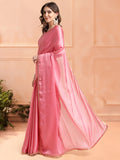 Coral Chiffon Ready To Wear Saree With Blouse Piece