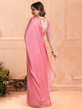 Coral Chiffon Ready To Wear Saree With Blouse Piece