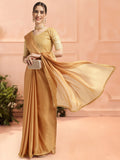 Mustard Chiffon Ready To Wear Saree With Blouse Piece