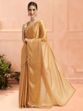 Mustard Chiffon Ready To Wear Saree With Blouse Piece