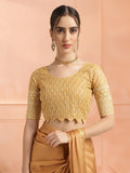 Mustard Chiffon Ready To Wear Saree With Blouse Piece