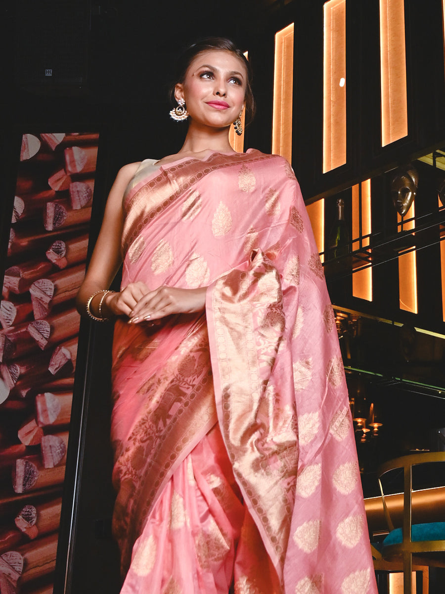 Buy The Elegant Pink Maheshwari Saree Online On KARAGIRI | FLAT 60% OFF ...