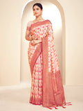 Light Pink Paithani Silk Saree With Blouse Piece