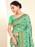 Green Paithani Silk Saree With Blouse Piece