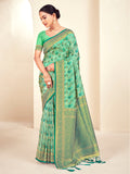 Green Paithani Silk Saree With Blouse Piece