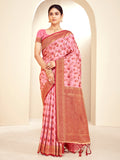 Pink Paithani Silk Saree With Blouse Piece