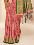 Peach Paithani Silk Saree With Blouse Piece