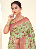 Light Green Paithani Silk Saree With Blouse Piece